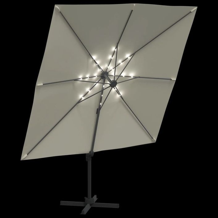 Parasol cantilever à LED Blanc sable 400x300 cm - Photo n°4