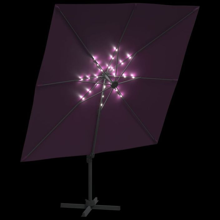 Parasol cantilever à LED Rouge Bordeaux 400x300 cm - Photo n°4