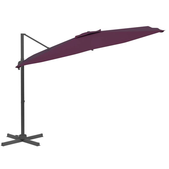 Parasol cantilever à LED Rouge Bordeaux 400x300 cm - Photo n°5