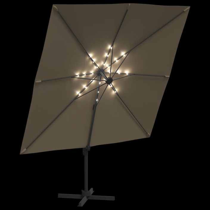 Parasol cantilever à LED Taupe 400x300 cm - Photo n°4