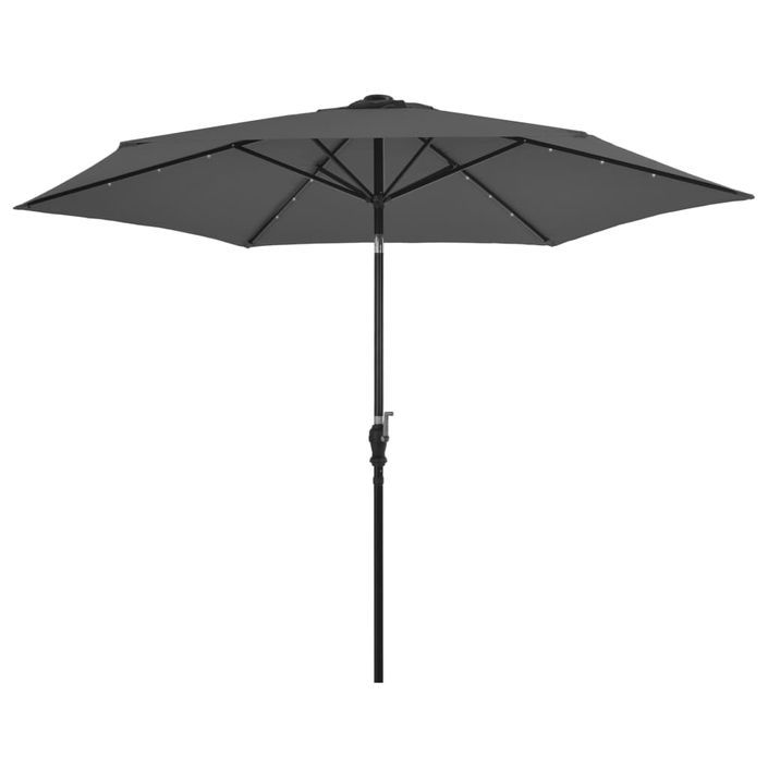 Parasol d'extérieur avec LED et mât en acier 300 cm Anthracite - Photo n°1