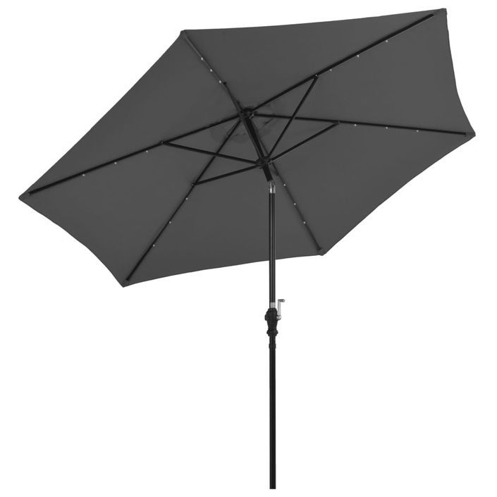 Parasol d'extérieur avec LED et mât en acier 300 cm Anthracite - Photo n°4