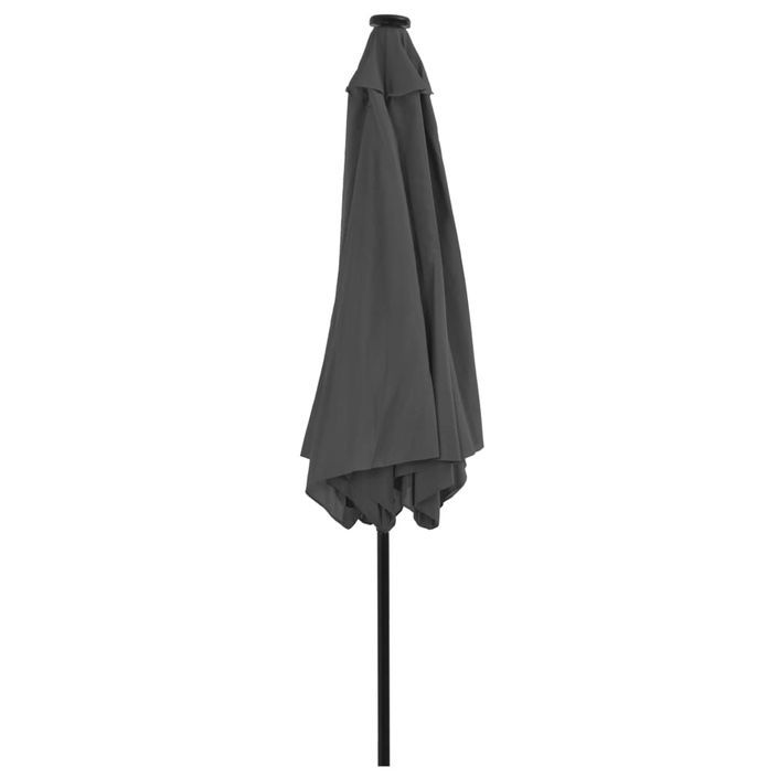 Parasol d'extérieur avec LED et mât en acier 300 cm Anthracite - Photo n°5