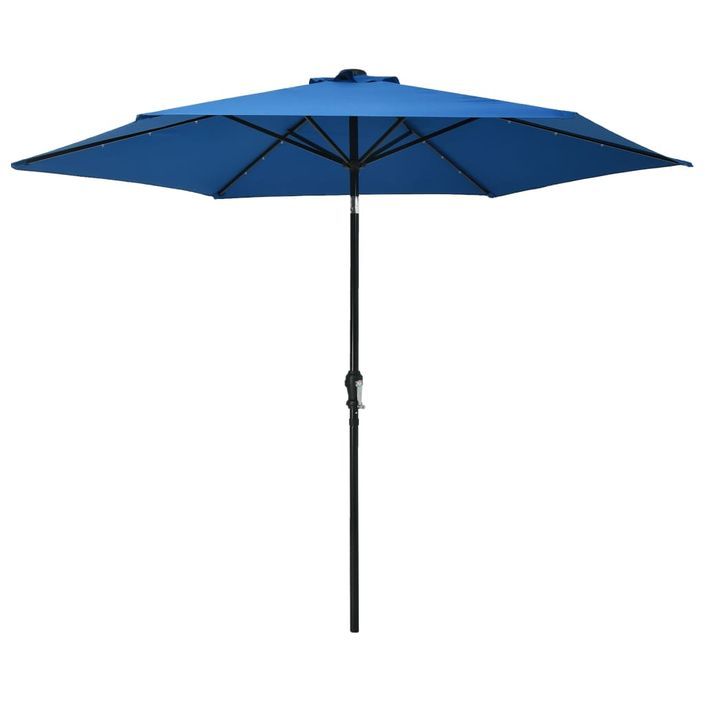 Parasol d'extérieur avec LED et mât en acier 300 cm Azuré - Photo n°1