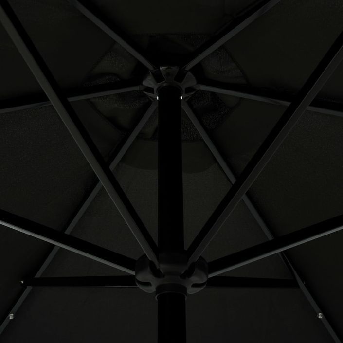 Parasol d'extérieur avec LED et mât en acier 300 cm Noir - Photo n°3