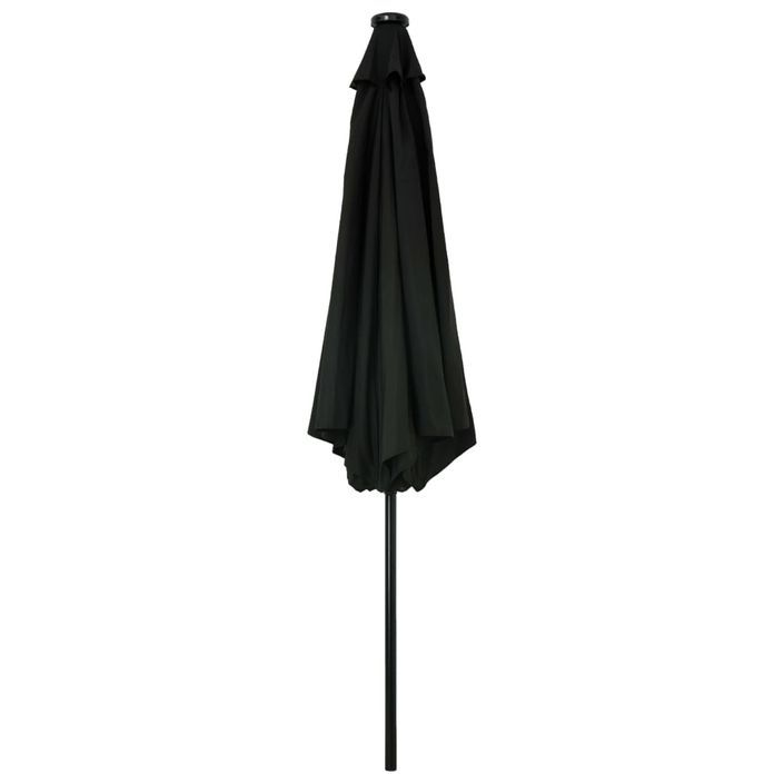 Parasol d'extérieur avec LED et mât en acier 300 cm Noir - Photo n°5