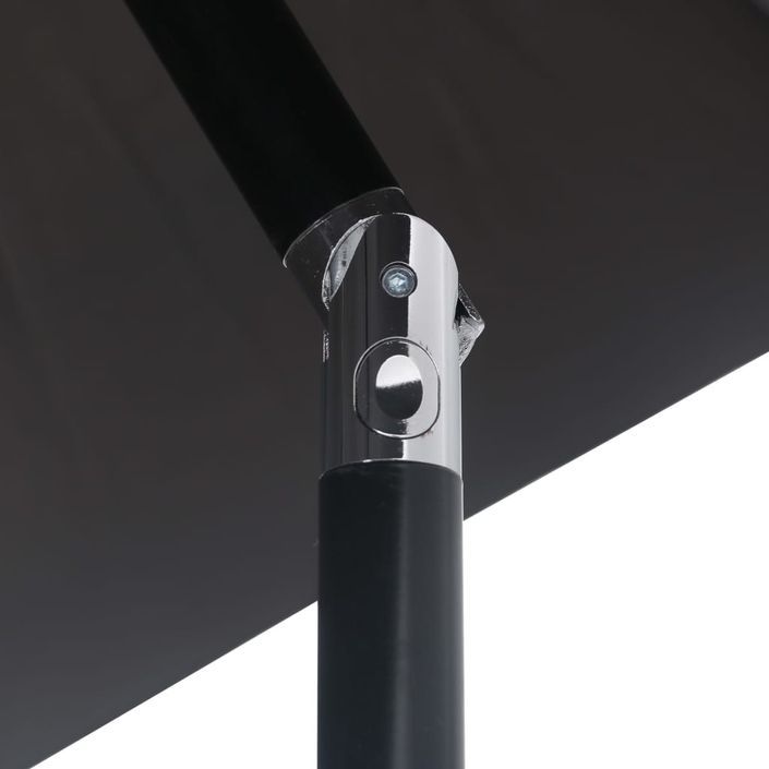 Parasol d'extérieur avec LED et mât en acier 300 cm Noir - Photo n°6