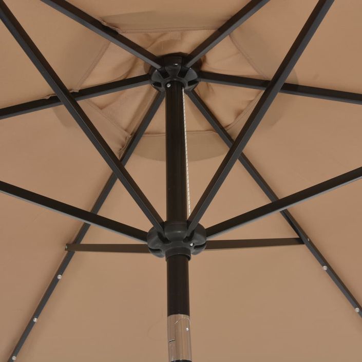 Parasol d'extérieur avec LED et mât en acier 300 cm Taupe - Photo n°2