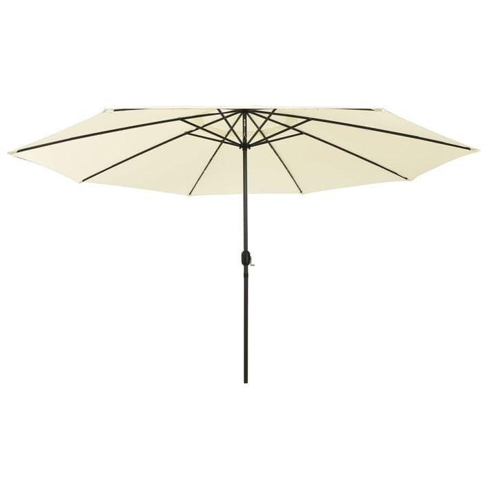 Parasol d'extérieur avec LED et mât en métal 400 cm Sable - Photo n°3