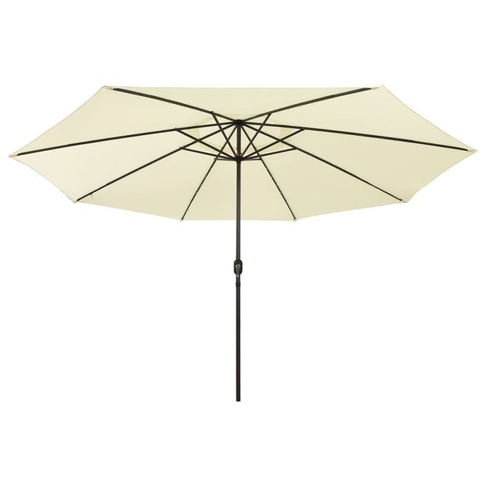 Parasol d'extérieur avec LED et mât en métal 400 cm Sable - Photo n°4