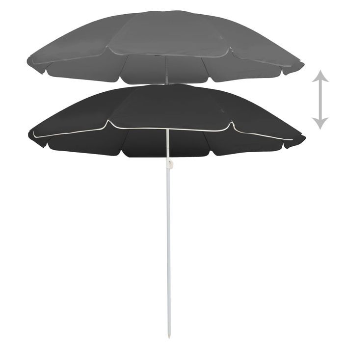 Parasol d'extérieur avec mât en acier Anthracite 180 cm - Photo n°3