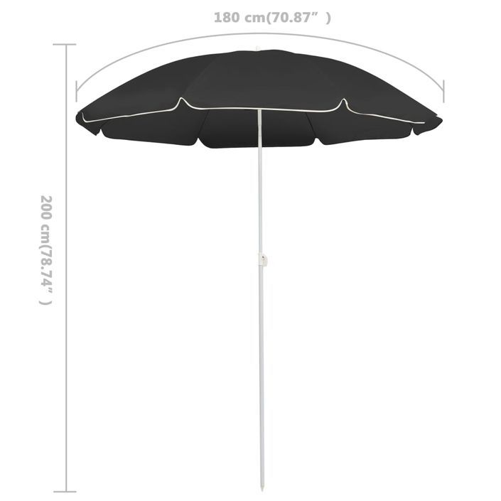 Parasol d'extérieur avec mât en acier Anthracite 180 cm - Photo n°5