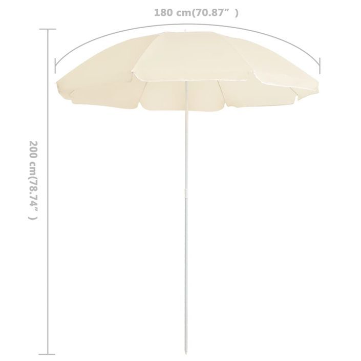 Parasol d'extérieur avec mât en acier Sable 180 cm 2 - Photo n°5