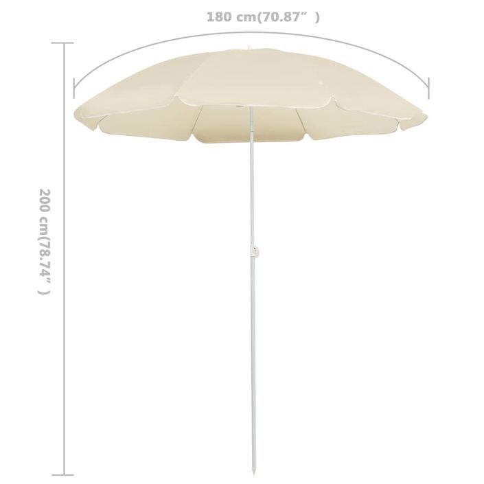 Parasol d'extérieur avec mât en acier Sable 180 cm - Photo n°5