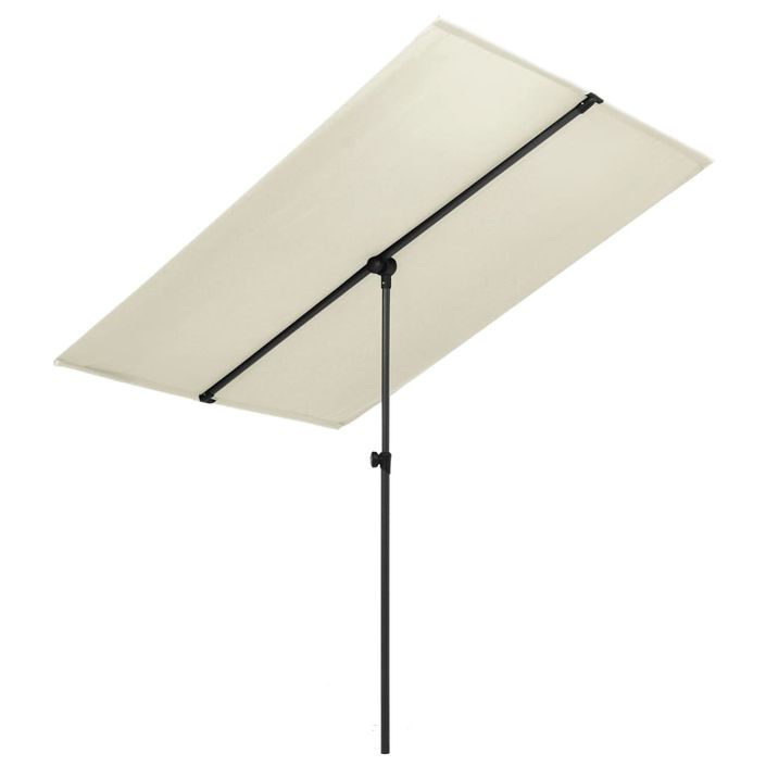 Parasol d'extérieur avec mât en aluminium 180x130cm Blanc sable - Photo n°1