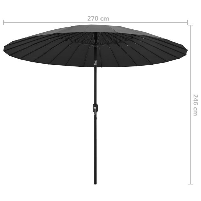 Parasol d'extérieur avec mât en aluminium 270 cm Anthracite - Photo n°7