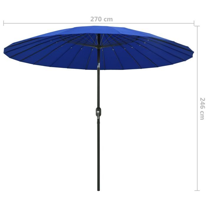 Parasol d'extérieur avec mât en aluminium 270 cm Bleu azuré - Photo n°7