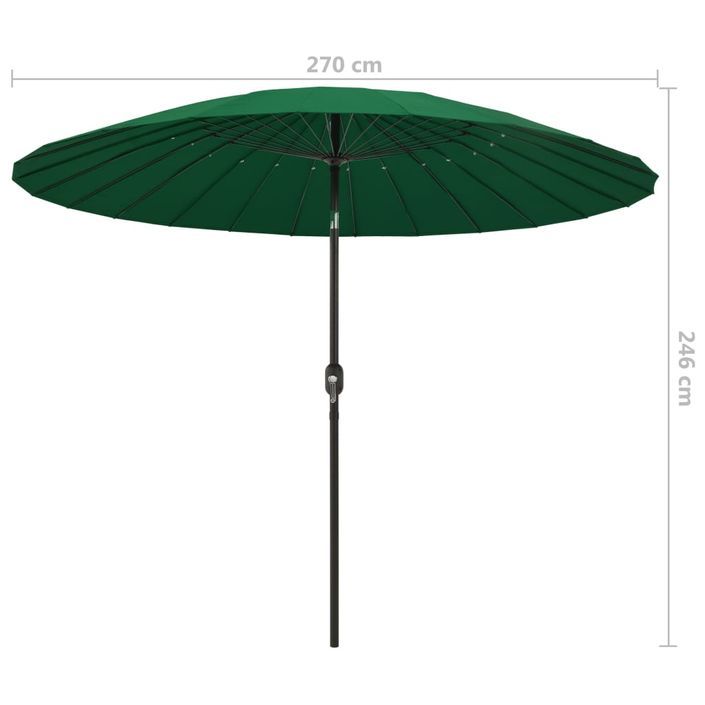 Parasol d'extérieur avec mât en aluminium 270 cm Vert - Photo n°7