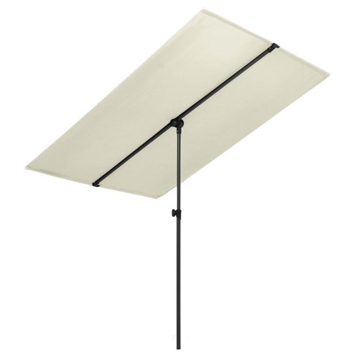 Parasol d'extérieur avec mât en aluminium 2x1,5 m Blanc sable - Photo n°1