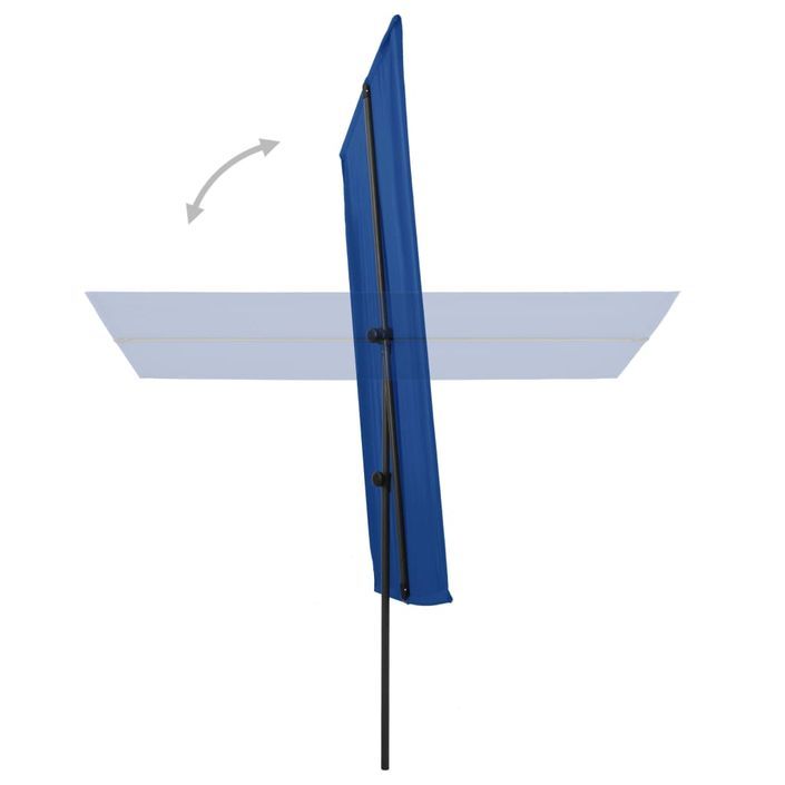 Parasol d'extérieur avec mât en aluminium 2x1,5 m Bleu azuré - Photo n°5