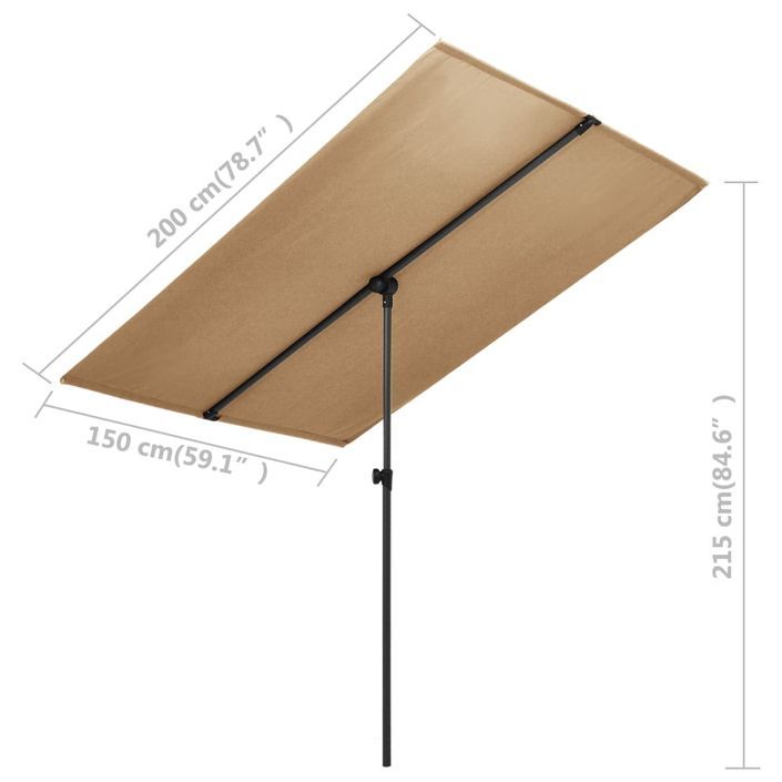 Parasol d'extérieur avec mât en aluminium 2x1,5 m Taupe - Photo n°7