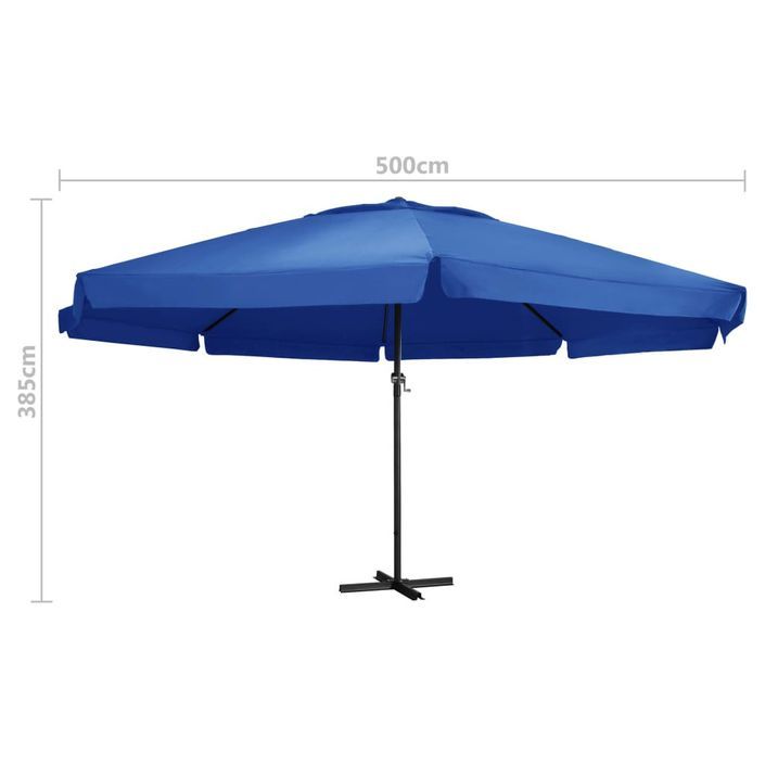 Parasol d'extérieur avec mât en aluminium 500 cm Bleu azuré - Photo n°6