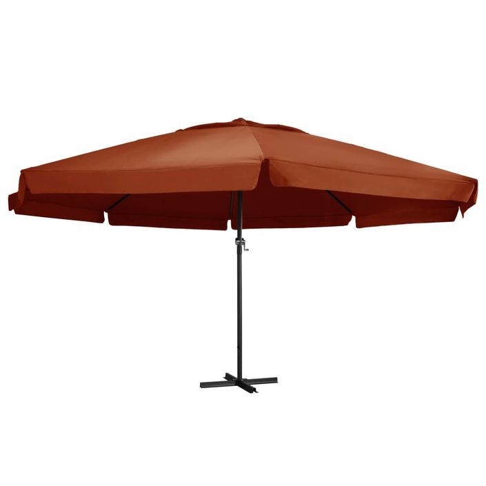 Parasol d'extérieur avec mât en aluminium 600 cm Terre cuite - Photo n°1