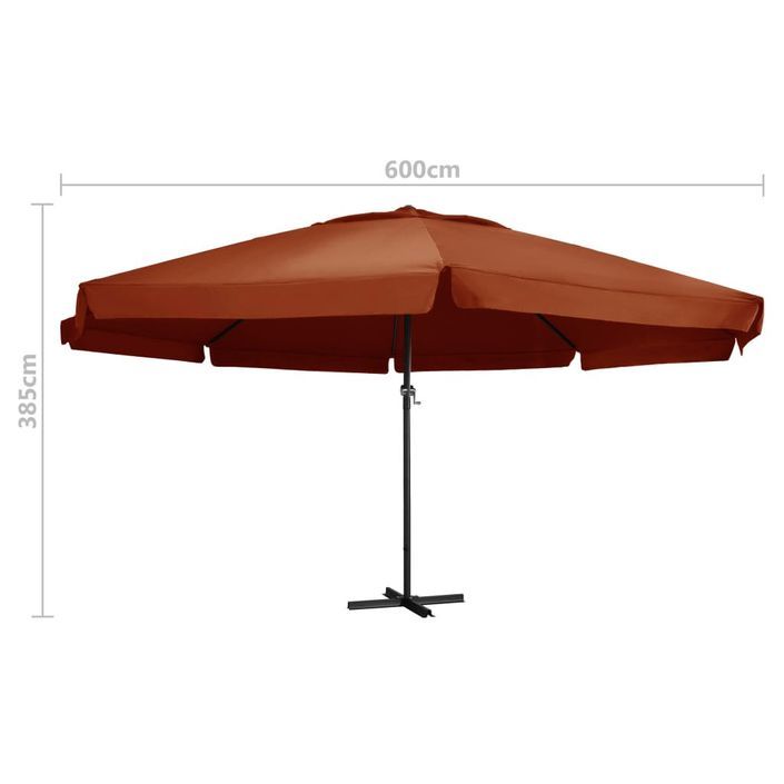 Parasol d'extérieur avec mât en aluminium 600 cm Terre cuite - Photo n°6