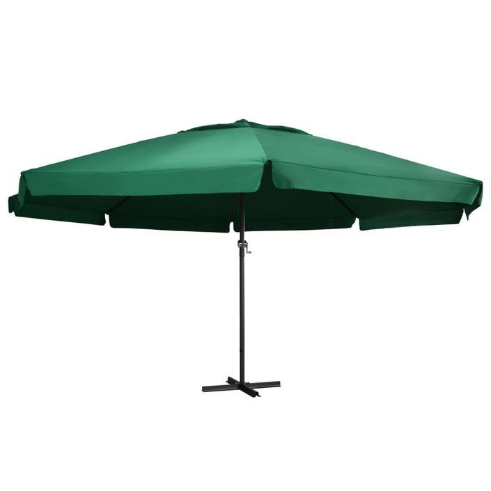 Parasol d'extérieur avec mât en aluminium 600 cm Vert - Photo n°1