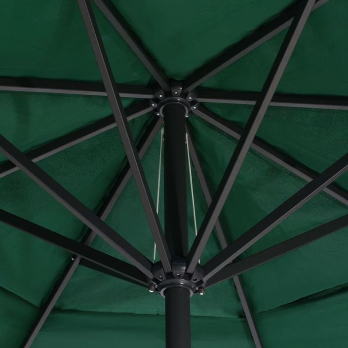 Parasol d'extérieur avec mât en aluminium 600 cm Vert - Photo n°2