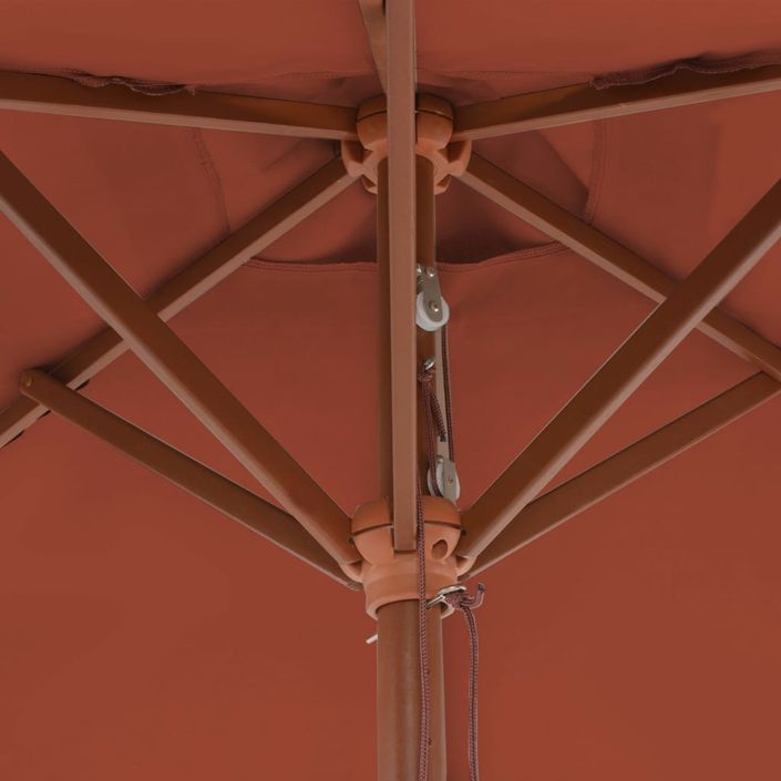 Parasol d'extérieur avec mât en bois 150 x 200 cm Terre cuite - Photo n°2