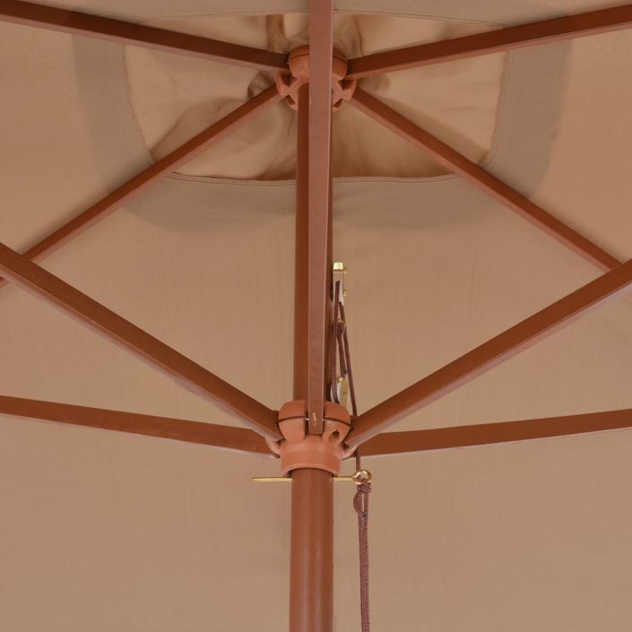 Parasol d'extérieur avec mât en bois 200 x 300 cm Taupe - Photo n°2