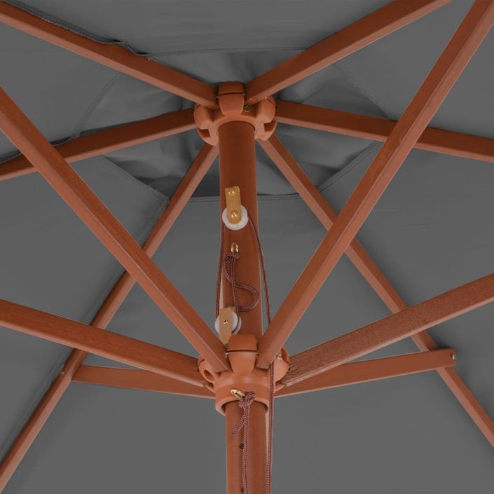 Parasol d'extérieur avec mât en bois 270 cm Anthracite - Photo n°2