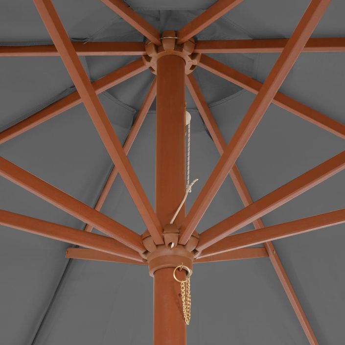 Parasol d'extérieur avec mât en bois 300 cm Anthracite - Photo n°2