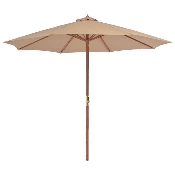 Parasol d'extérieur avec mât en bois 300 cm Taupe - Photo n°1