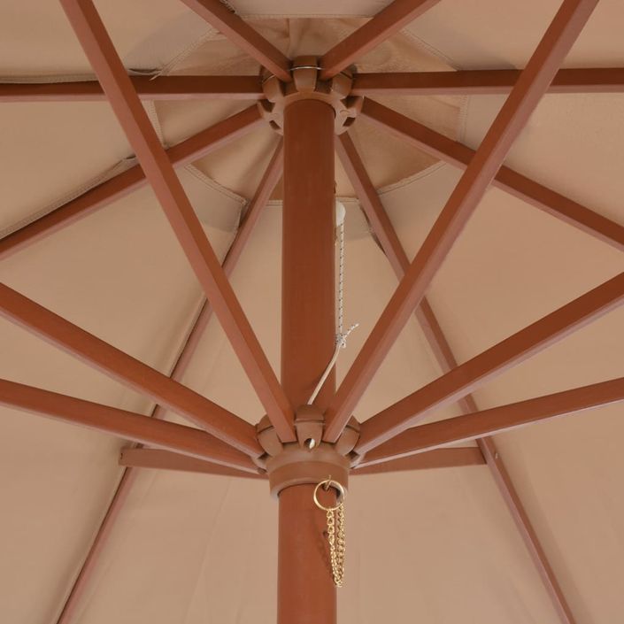 Parasol d'extérieur avec mât en bois 300 cm Taupe - Photo n°2