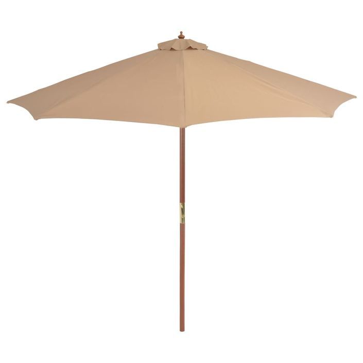 Parasol d'extérieur avec mât en bois 300 cm Taupe - Photo n°3