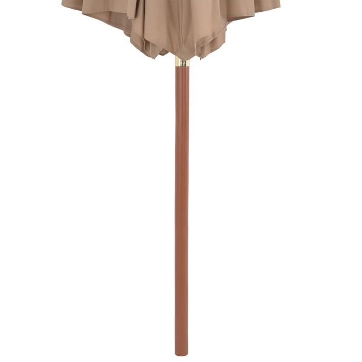 Parasol d'extérieur avec mât en bois 300 cm Taupe - Photo n°5