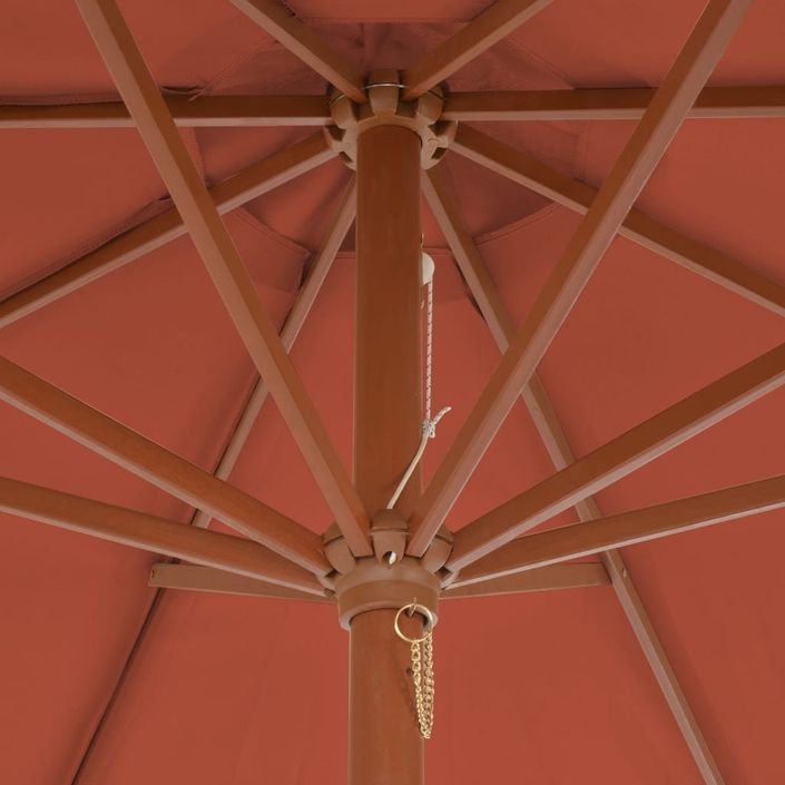 Parasol d'extérieur avec mât en bois 300 cm Terre cuite - Photo n°2