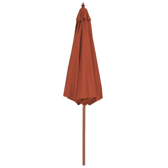 Parasol d'extérieur avec mât en bois 300 cm Terre cuite - Photo n°4