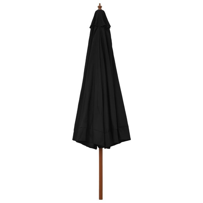 Parasol d'extérieur avec mât en bois 330 cm Noir - Photo n°4