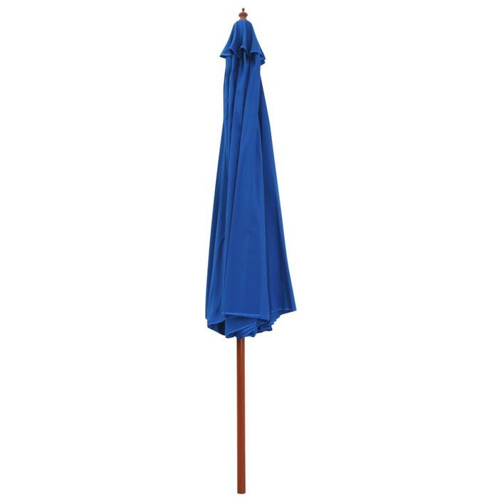 Parasol d'extérieur avec mât en bois 350 cm Bleu - Photo n°2