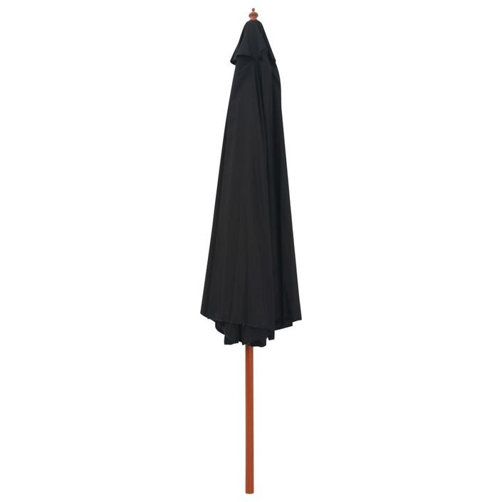 Parasol d'extérieur avec mât en bois 350 cm Noir - Photo n°3