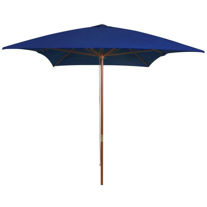 Parasol d'extérieur avec mât en bois Bleu 200x300 cm - Photo n°1