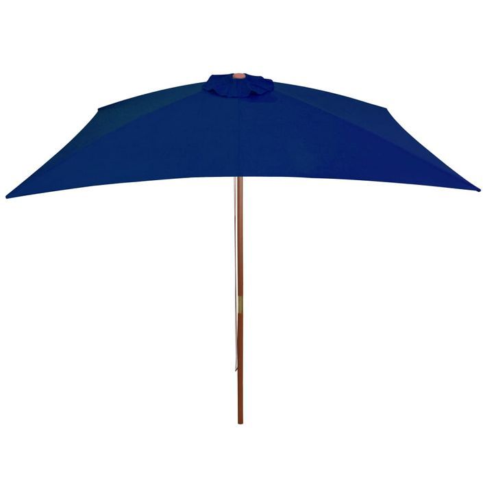 Parasol d'extérieur avec mât en bois Bleu 200x300 cm - Photo n°4