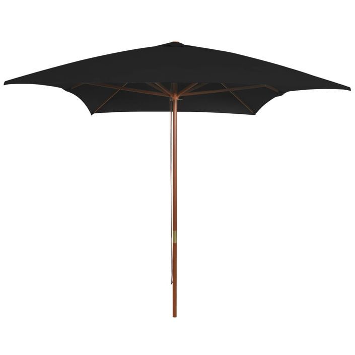 Parasol d'extérieur avec mât en bois Noir 200x300 cm - Photo n°1