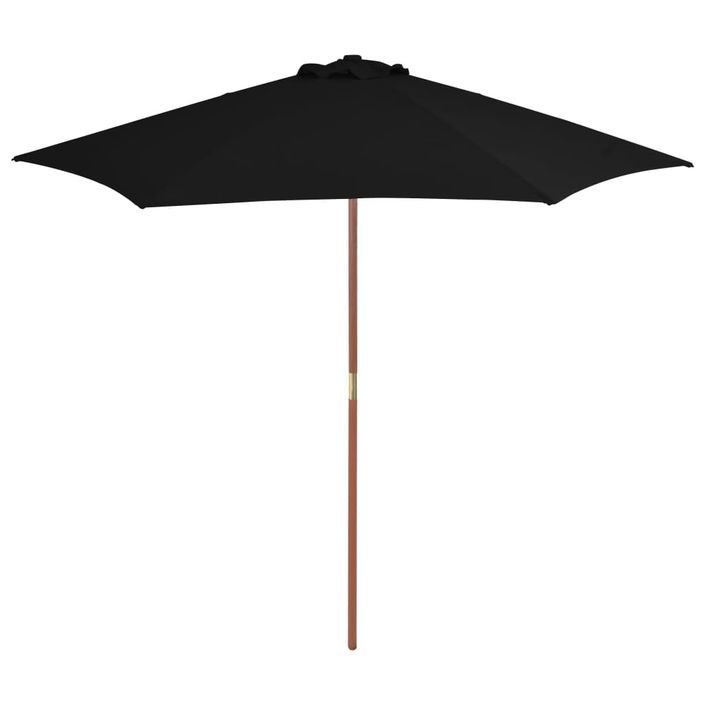 Parasol d'extérieur avec mât en bois Noir 270 cm - Photo n°1