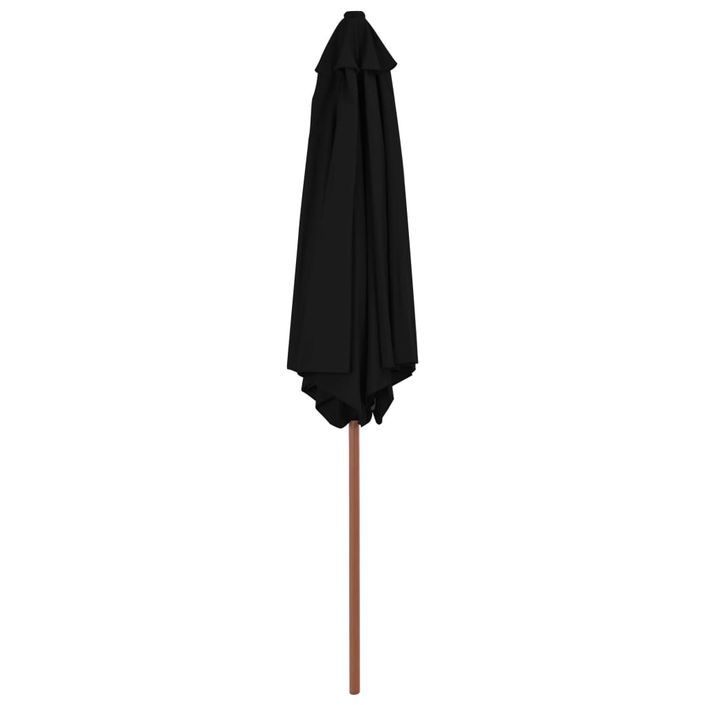 Parasol d'extérieur avec mât en bois Noir 270 cm - Photo n°4