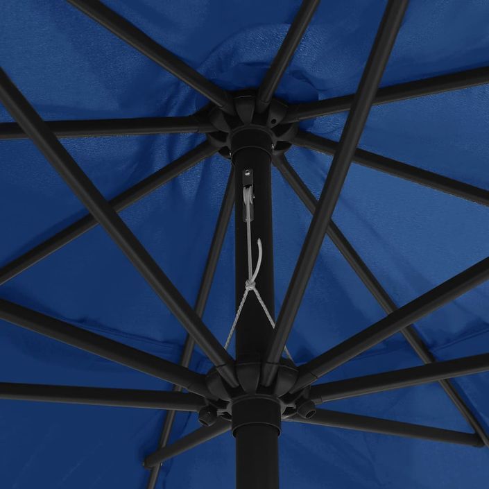Parasol d'extérieur avec mât en métal 400 cm Bleu azuré - Photo n°2