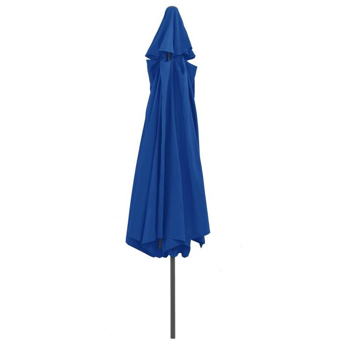 Parasol d'extérieur avec mât en métal 400 cm Bleu azuré - Photo n°5